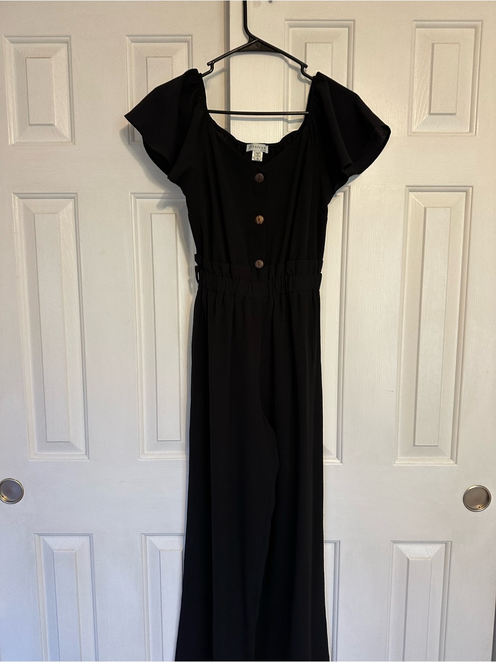 Black Women's Wide-Leg Jumpsuit with Button Front